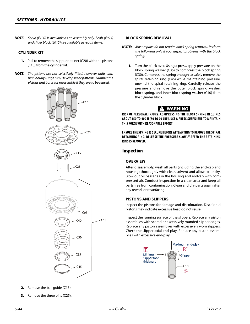 Inspection, Inspection -44 | JLG 340AJ Service Manual User Manual | Page 202 / 348