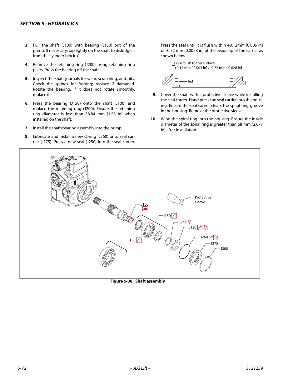 Shaft assembly -72 | JLG 340AJ Service Manual User Manual | Page 230 / 348