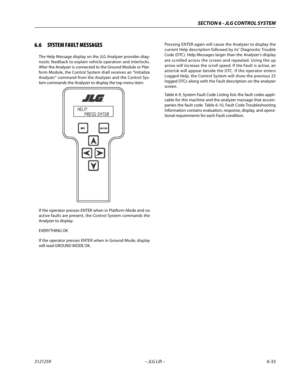 6 system fault messages, System fault messages -33 | JLG 340AJ Service Manual User Manual | Page 277 / 348