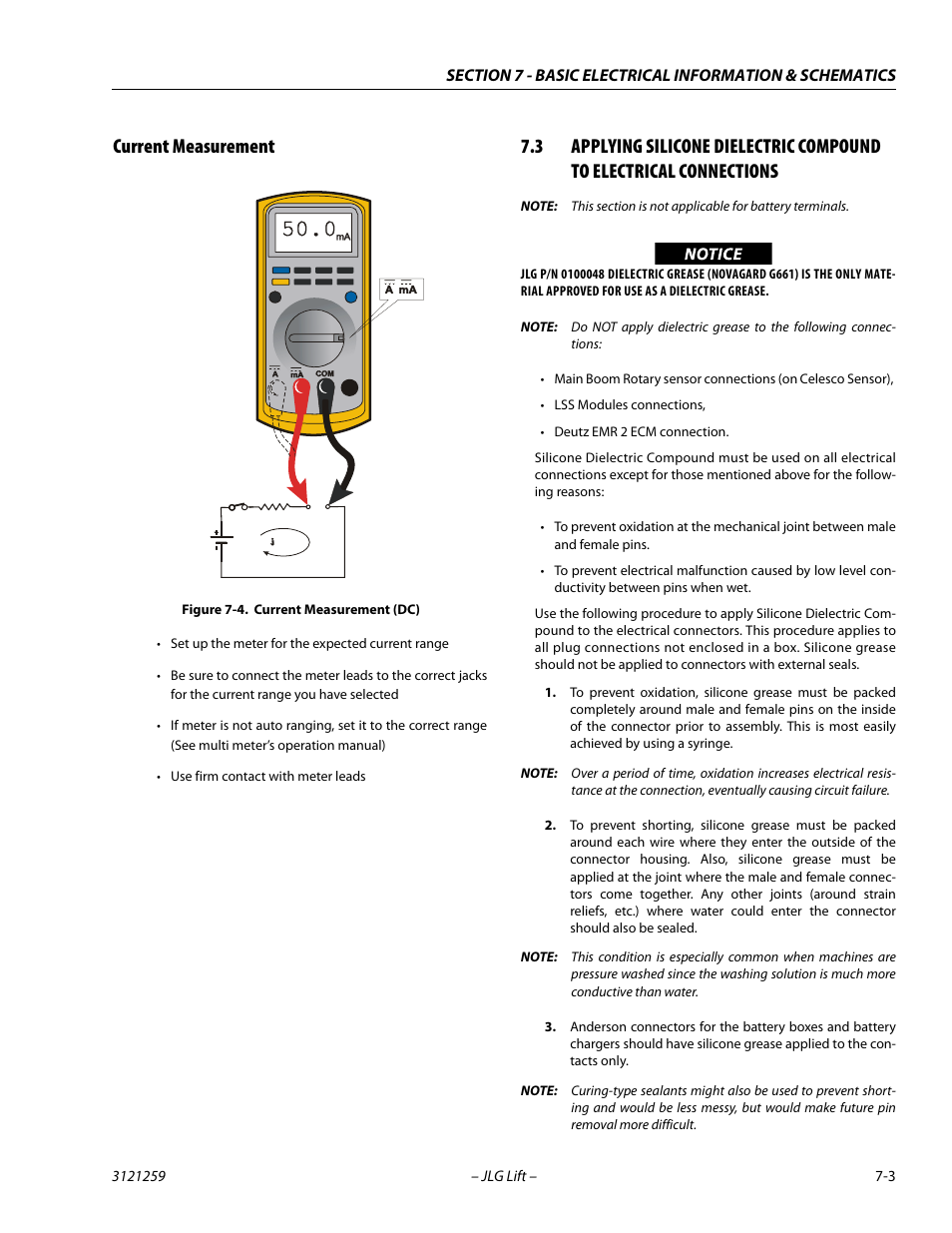 Current measurement, Current measurement -3, Current measurement (dc) -3 | JLG 340AJ Service Manual User Manual | Page 317 / 348