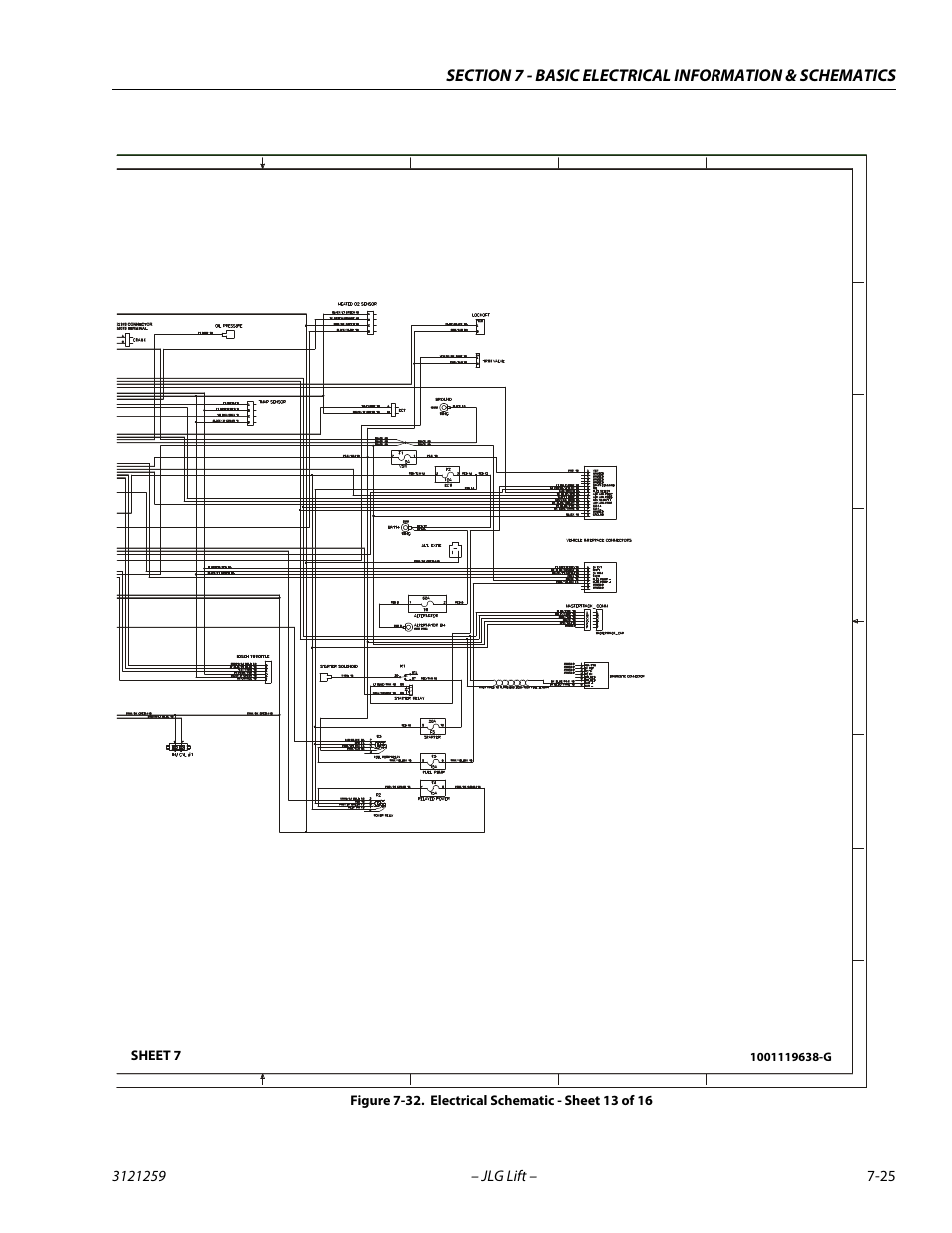 Electrical schematic - sheet 13 of 16 -25, Gm engine harness, Sheet 7 | JLG 340AJ Service Manual User Manual | Page 339 / 348