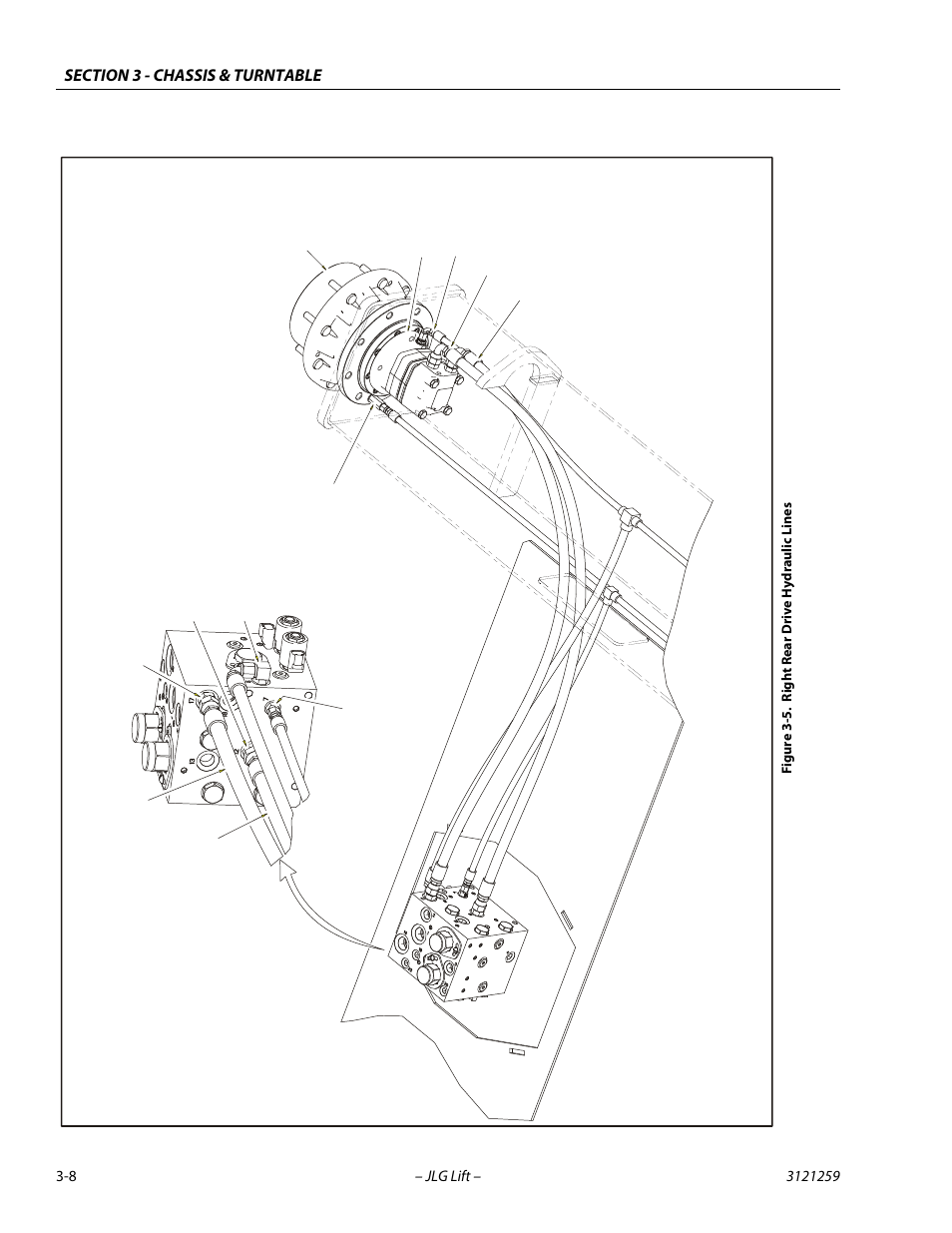 Right rear drive hydraulic lines -8 | JLG 340AJ Service Manual User Manual | Page 48 / 348