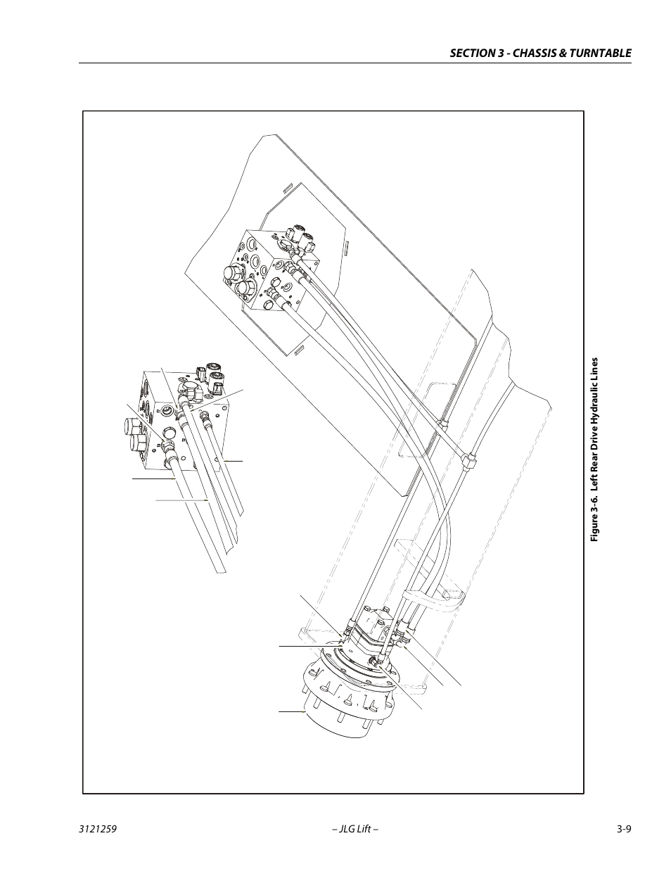 Left rear drive hydraulic lines -9 | JLG 340AJ Service Manual User Manual | Page 49 / 348