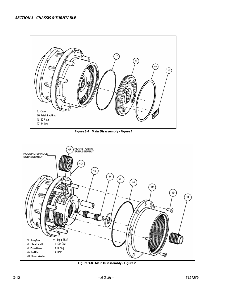 Main disassembly - figure 1 -12, Main disassembly - figure 2 -12 | JLG 340AJ Service Manual User Manual | Page 52 / 348