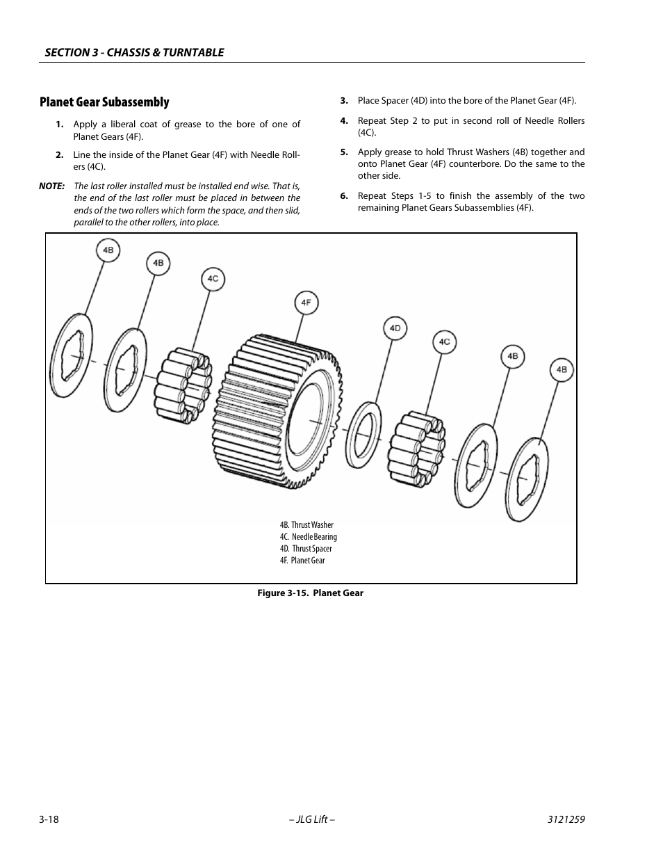 Planet gear subassembly, Planet gear subassembly -18, Planet gear -18 | JLG 340AJ Service Manual User Manual | Page 58 / 348