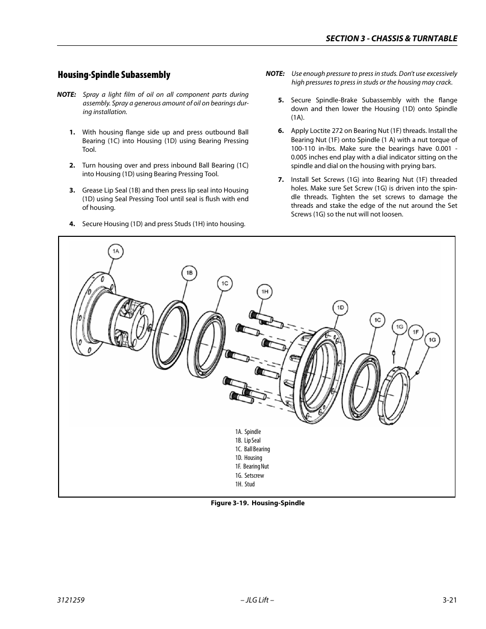 Housing-spindle subassembly, Housing-spindle subassembly -21, Housing-spindle -21 | JLG 340AJ Service Manual User Manual | Page 61 / 348