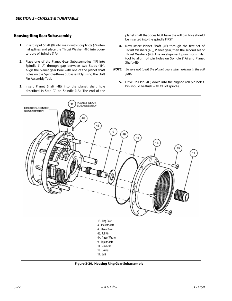 Housing-ring gear subassembly, Housing-ring gear subassembly -22, Housing ring gear subassembly -22 | JLG 340AJ Service Manual User Manual | Page 62 / 348
