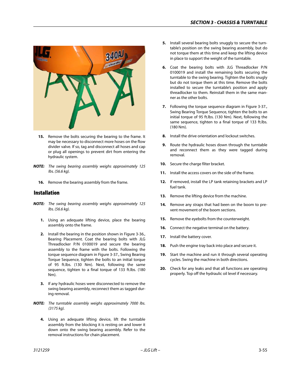 Installation, Installation -55 | JLG 340AJ Service Manual User Manual | Page 95 / 348