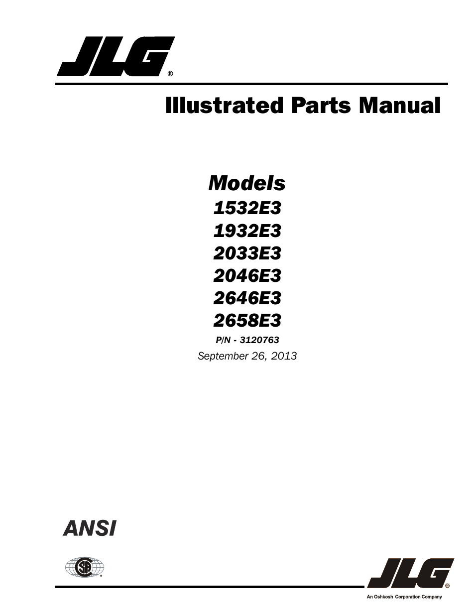 JLG 2658E3 ANSI Parts Manual User Manual | 220 pages