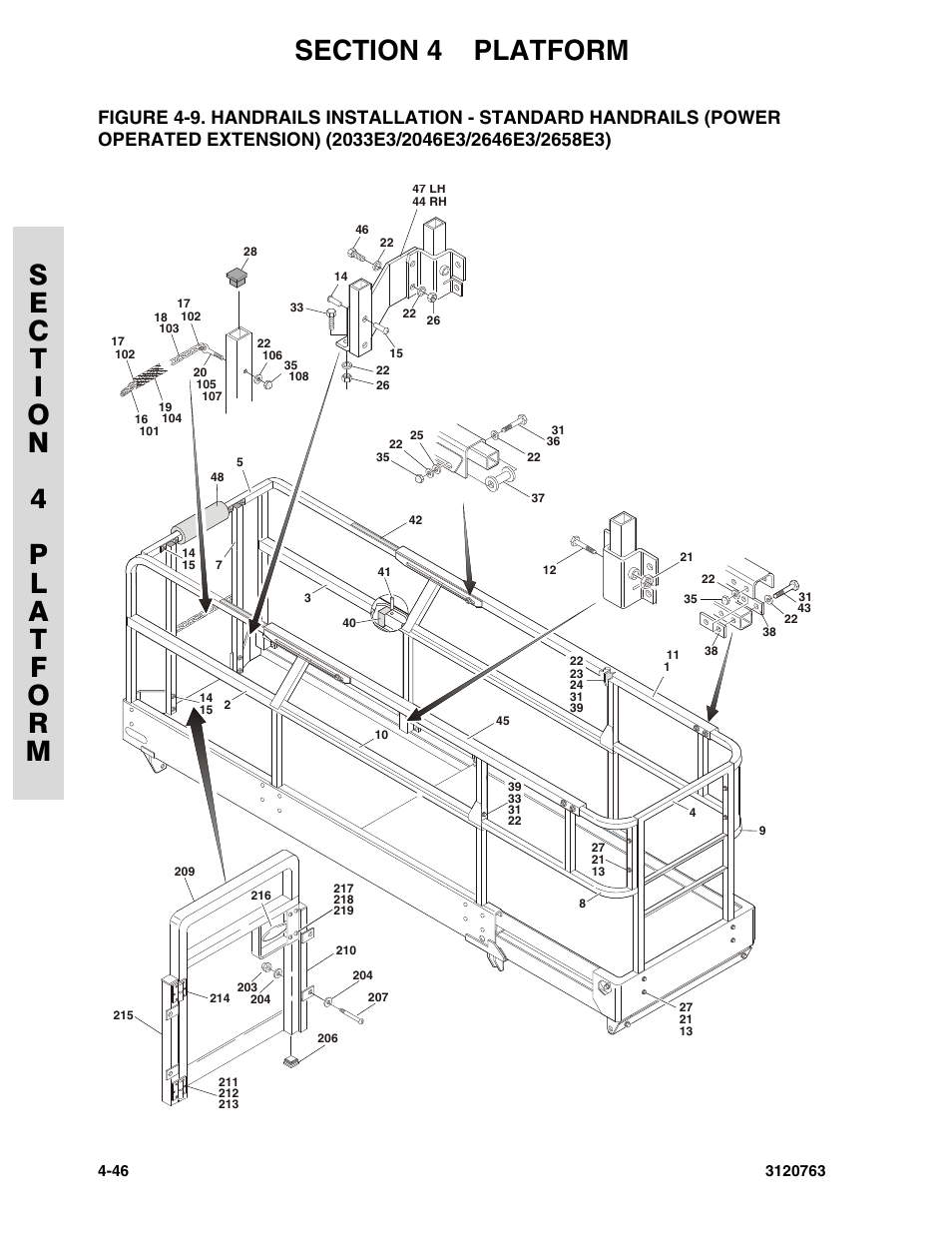 Extension) (2033e3/2046e3/2646e3/2658e3) -46 | JLG 2658E3 ANSI Parts Manual User Manual | Page 124 / 220