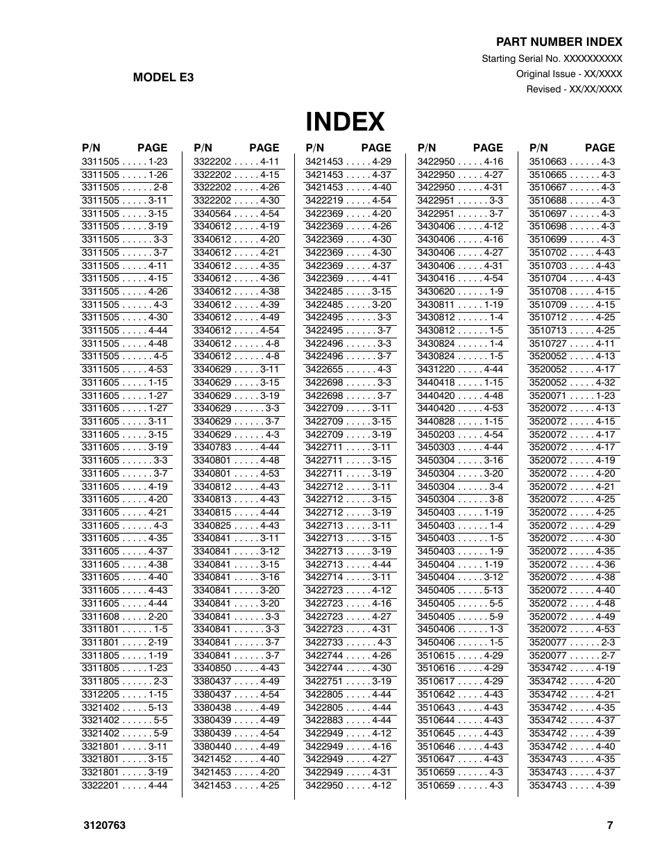 Index | JLG 2658E3 ANSI Parts Manual User Manual | Page 213 / 220