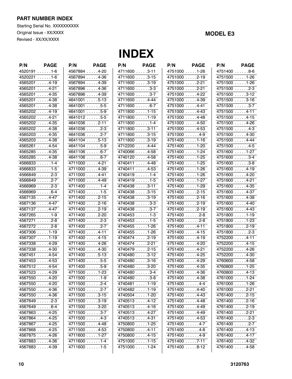 Index | JLG 2658E3 ANSI Parts Manual User Manual | Page 216 / 220