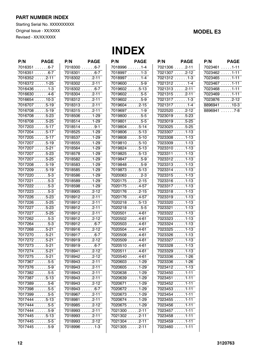 Index | JLG 2658E3 ANSI Parts Manual User Manual | Page 218 / 220