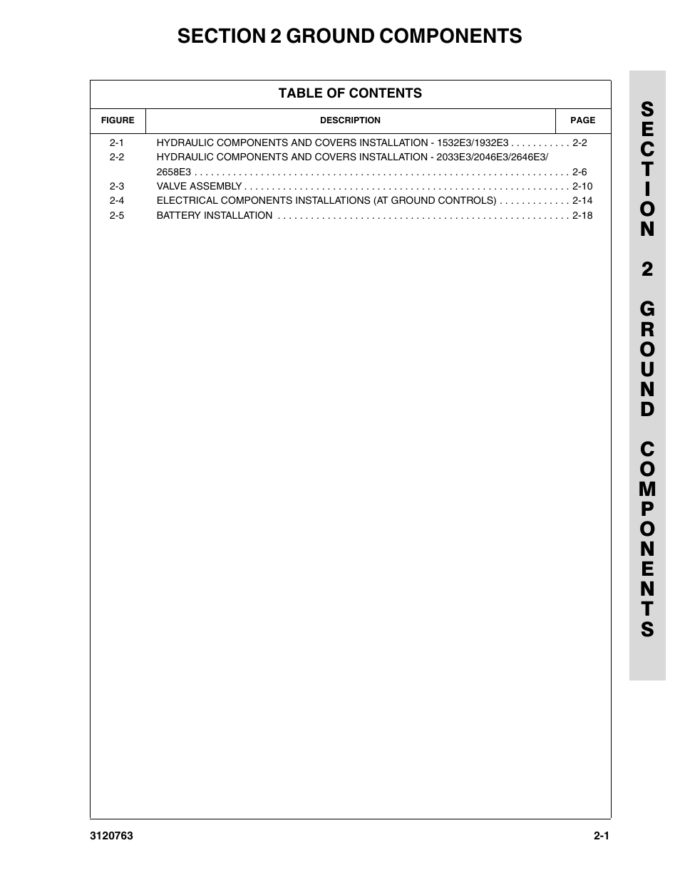 Section 2 ground components, Section 2 - ground components -1 | JLG 2658E3 ANSI Parts Manual User Manual | Page 37 / 220