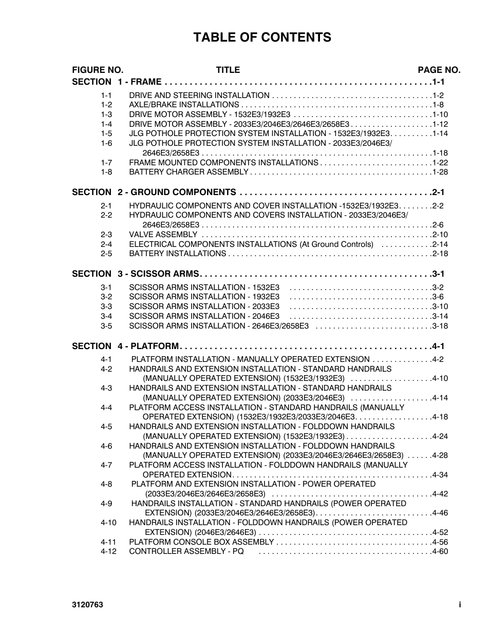 JLG 2658E3 ANSI Parts Manual User Manual | Page 5 / 220