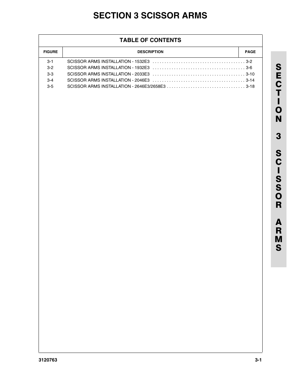 Section 3 scissor arms, Section 3 - scissor arms -1 | JLG 2658E3 ANSI Parts Manual User Manual | Page 59 / 220