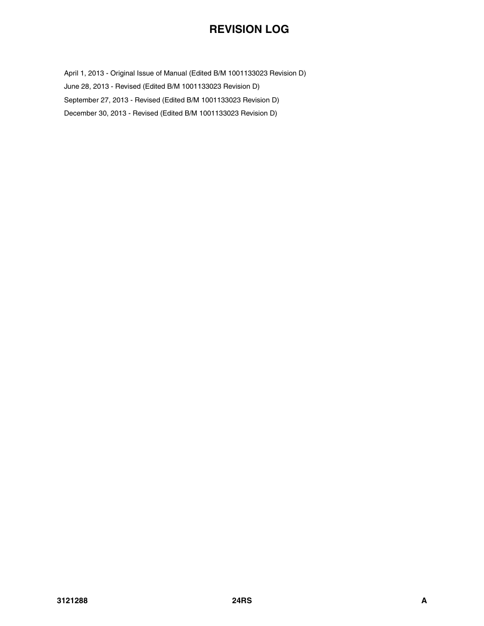 Revision log | JLG 24RS Parts Manual User Manual | Page 3 / 138