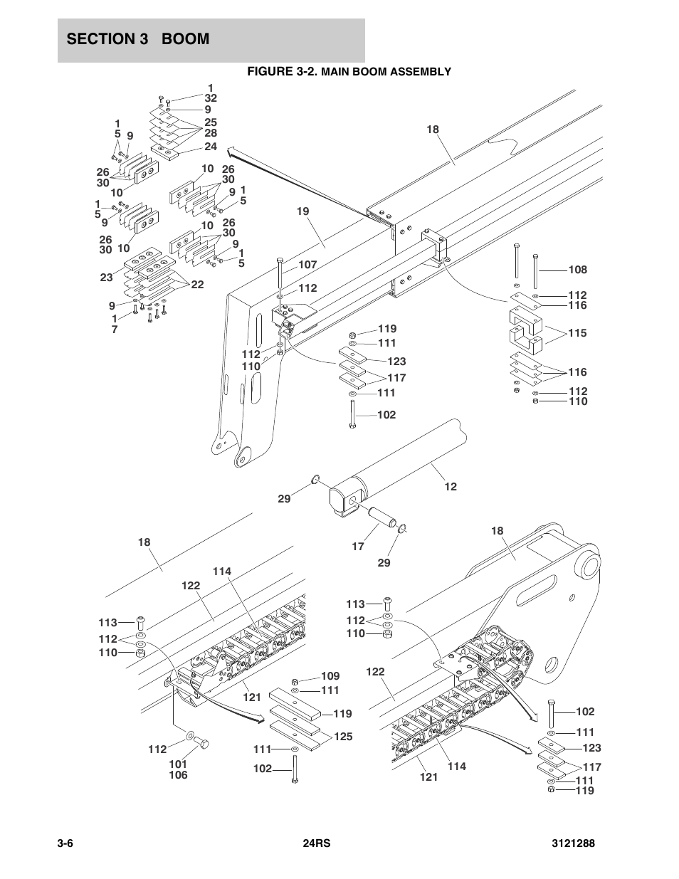 Figure 3-2. main boom assembly | JLG 24RS Parts Manual User Manual | Page 64 / 138