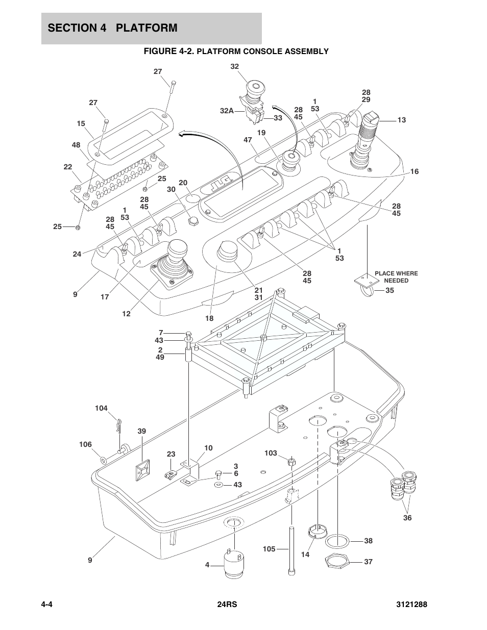 Figure 4-2. platform console assembly | JLG 24RS Parts Manual User Manual | Page 76 / 138