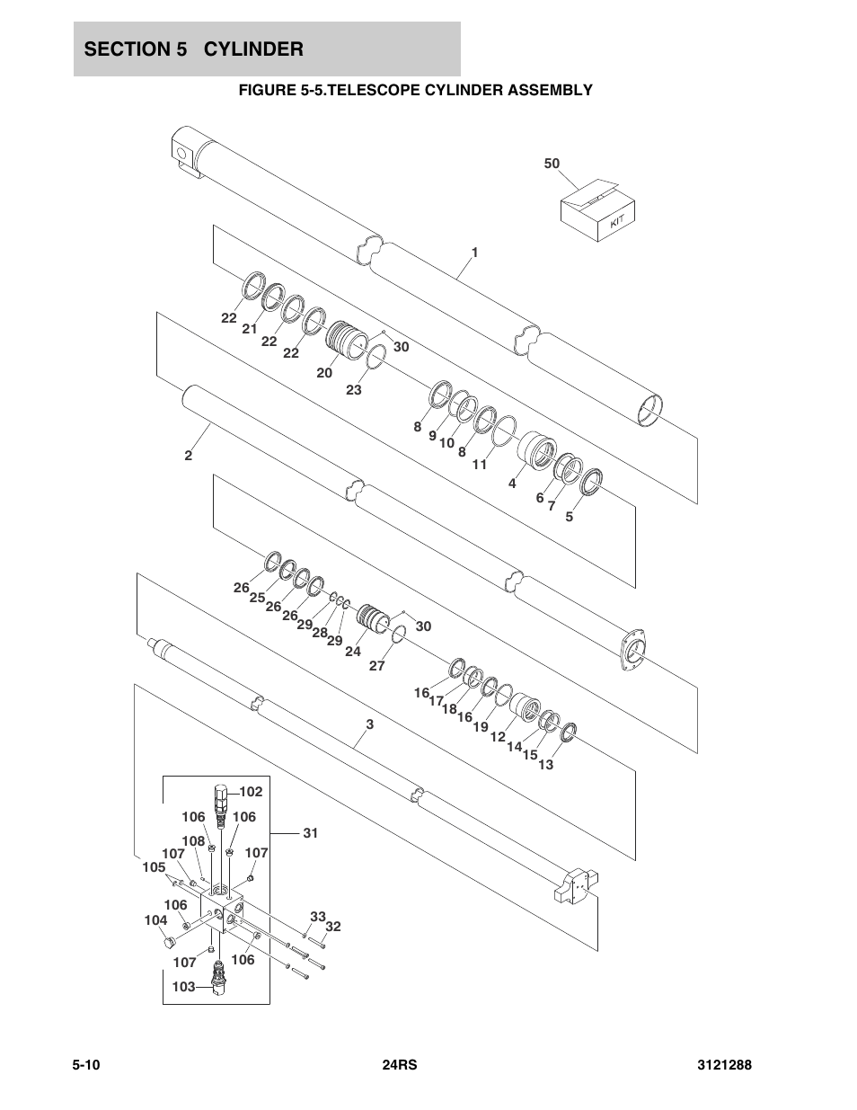 Figure 5-5. telescope cylinder assembly | JLG 24RS Parts Manual User Manual | Page 94 / 138