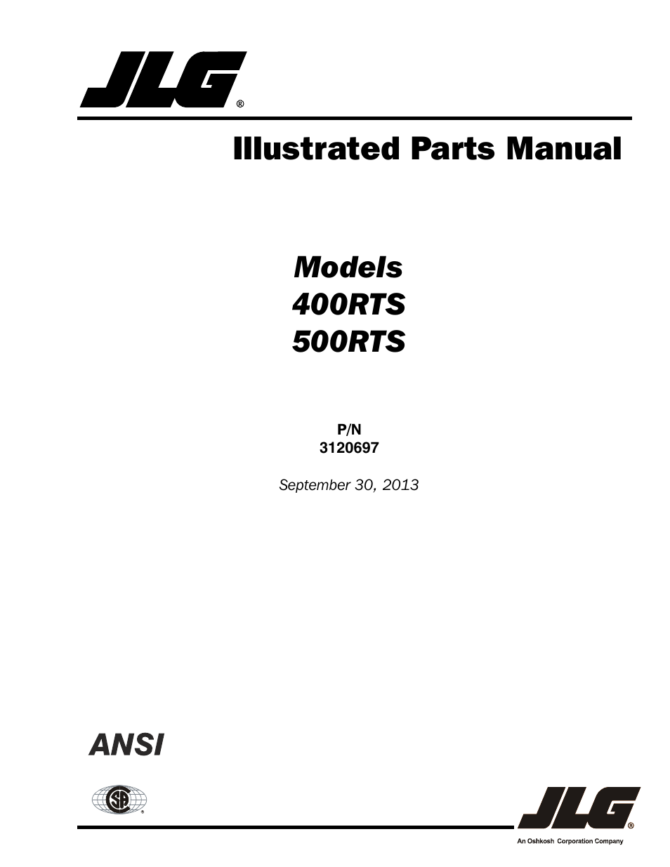 JLG 500RTS ANSI Parts Manual User Manual | 284 pages