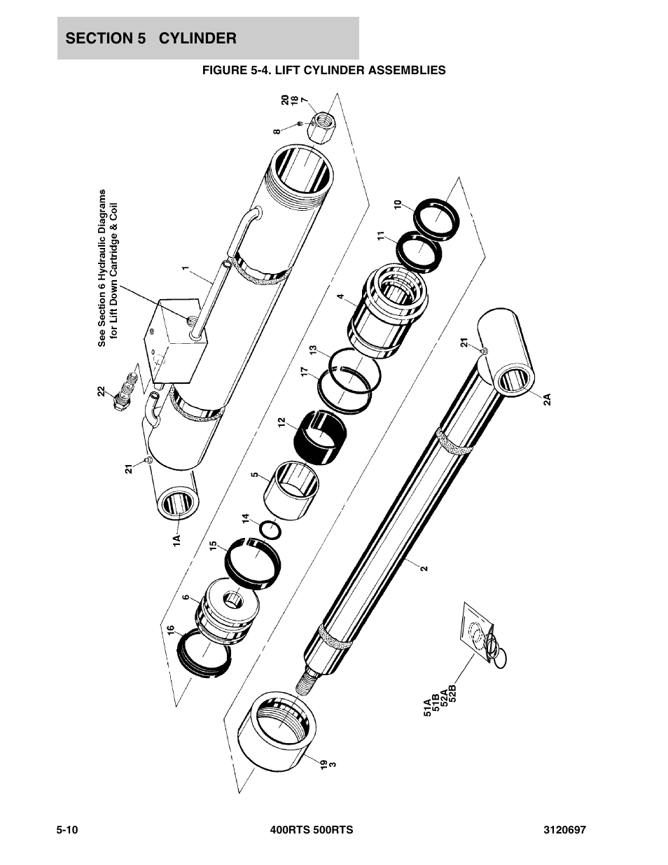 Figure 5-4. lift cylinder assemblies | JLG 500RTS ANSI Parts Manual User Manual | Page 186 / 284