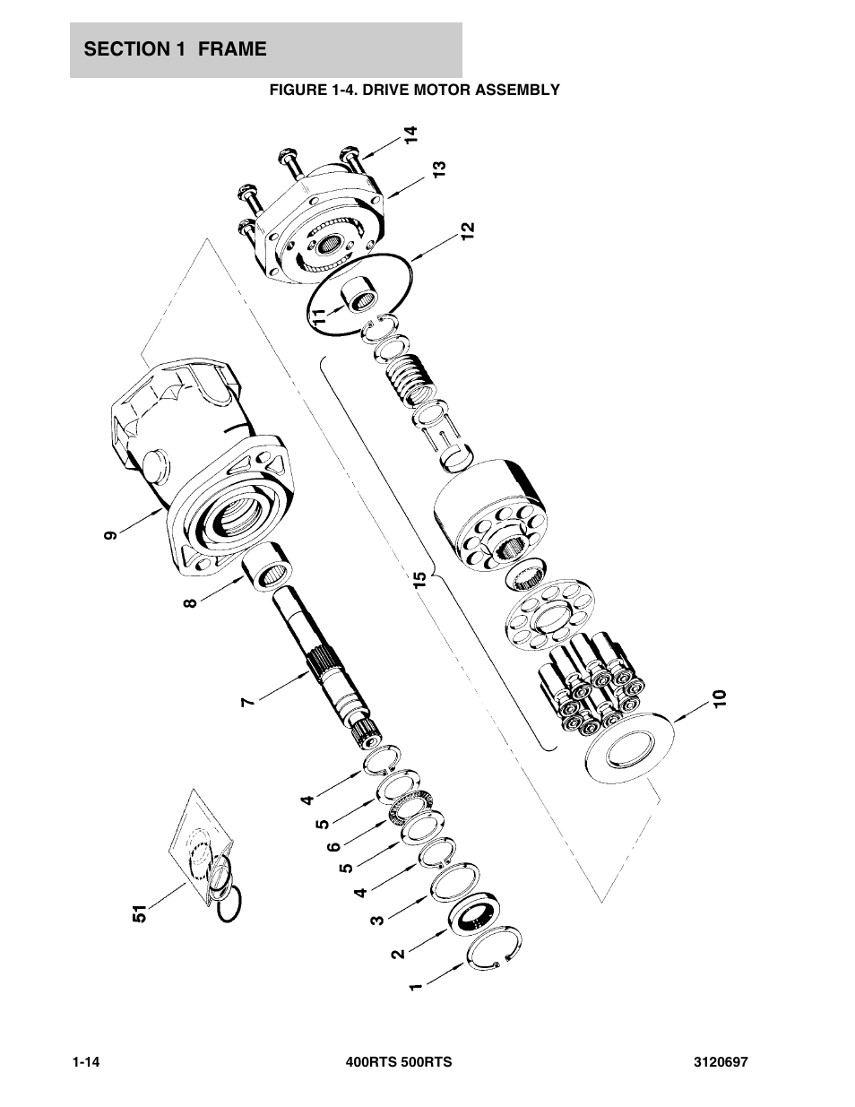 Figure 1-4. drive motor assembly | JLG 500RTS ANSI Parts Manual User Manual | Page 20 / 284