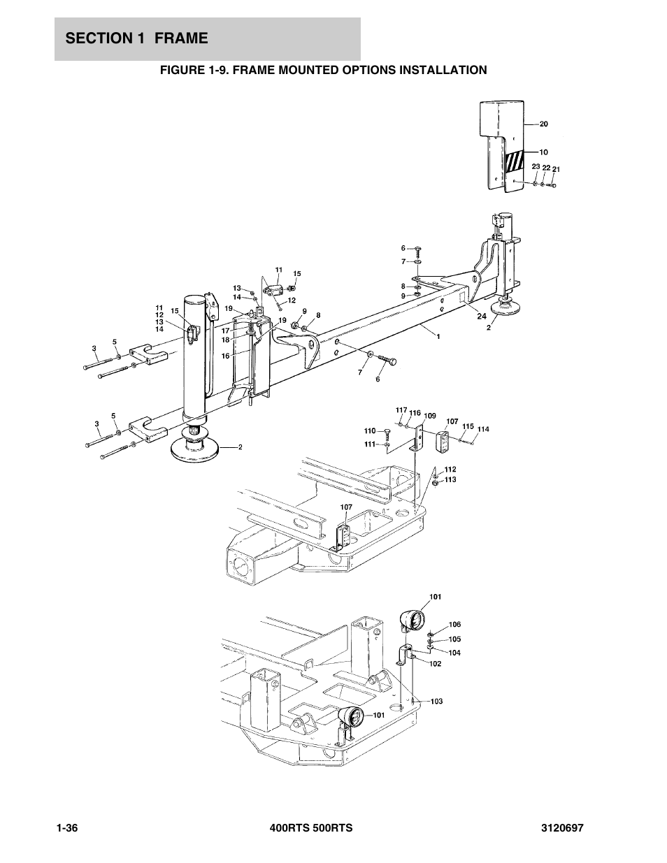 Figure 1-9. frame mounted options installation | JLG 500RTS ANSI Parts Manual User Manual | Page 42 / 284