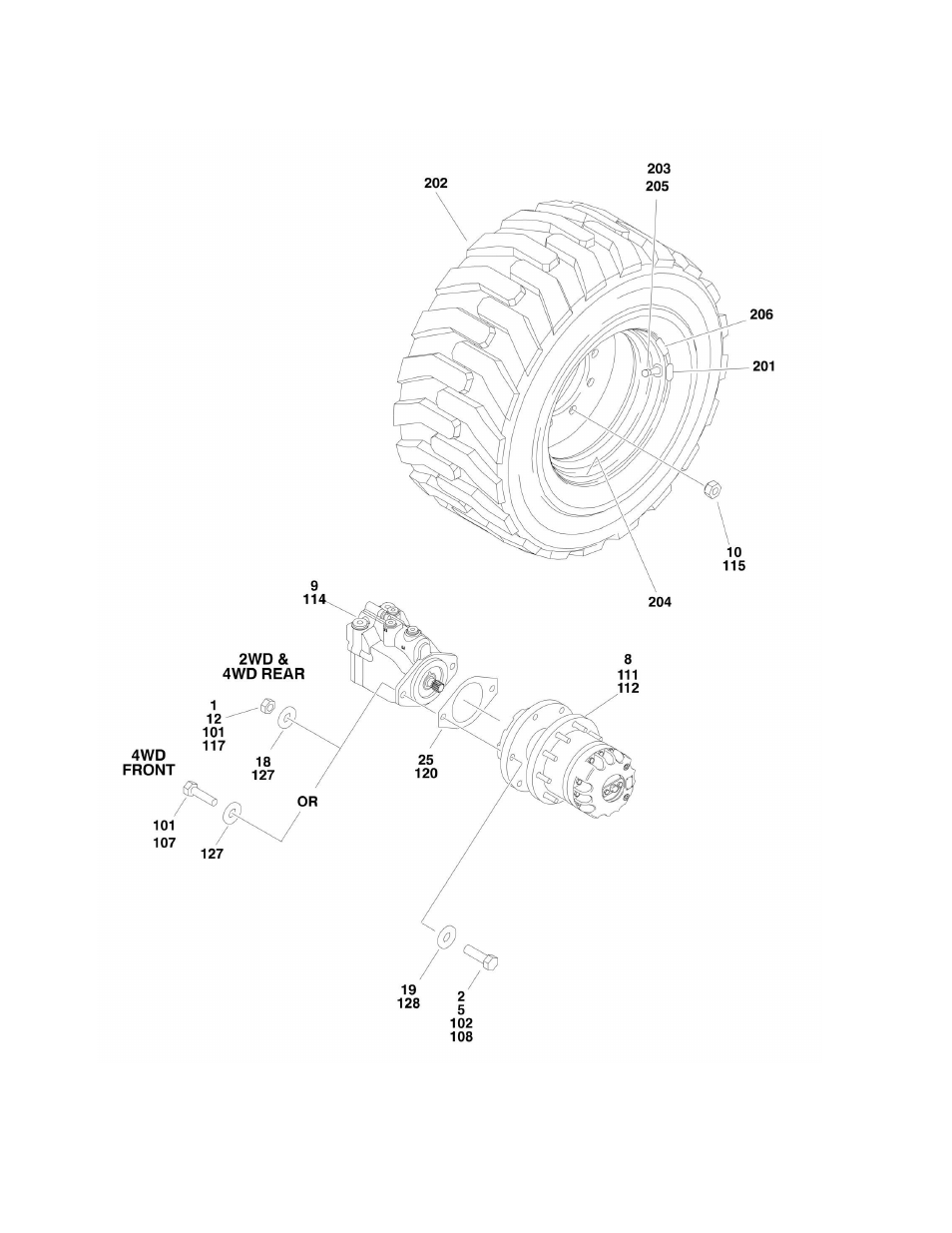 Figure 1-4. tire and wheel drive installation | JLG 450A_AJ Series II Parts Manual User Manual | Page 22 / 306