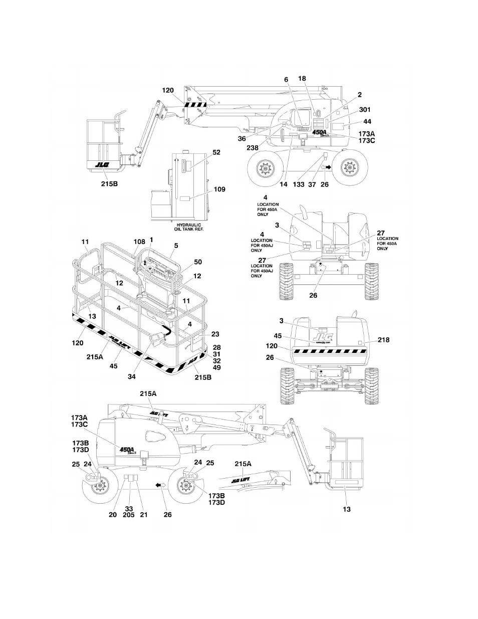 Figure 8-1. decal installation - ansi spec | JLG 450A_AJ Series II Parts Manual User Manual | Page 272 / 306
