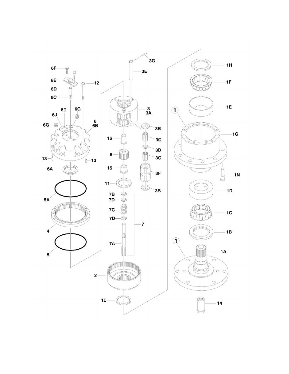 Figure 1-6. drive hub assembly (front) (4wd only) | JLG 450A_AJ Series II Parts Manual User Manual | Page 30 / 306