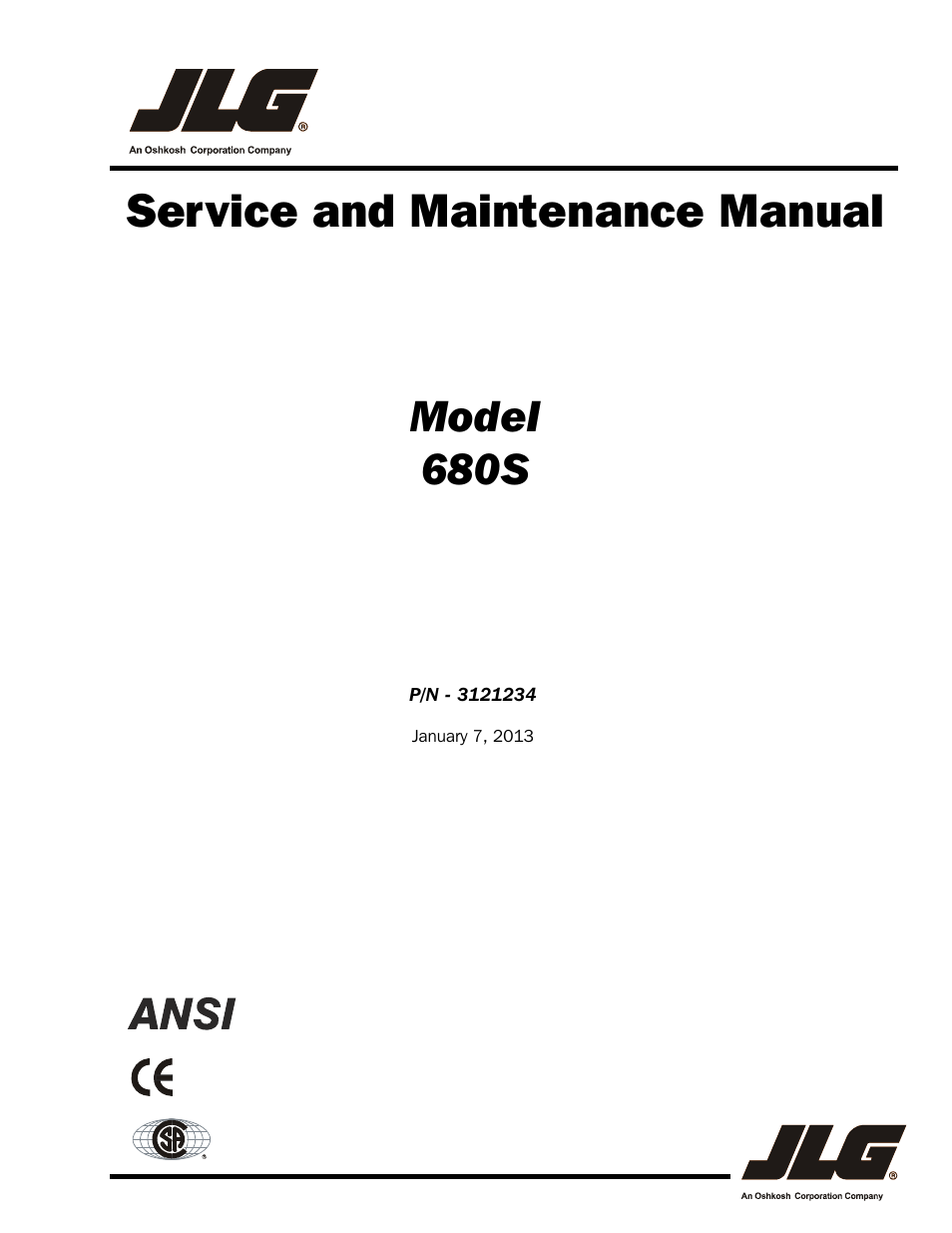 JLG 680S Service Manual User Manual | 332 pages