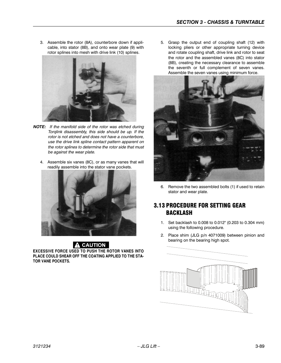13 procedure for setting gear backlash, Procedure for setting gear backlash -89 | JLG 680S Service Manual User Manual | Page 137 / 332