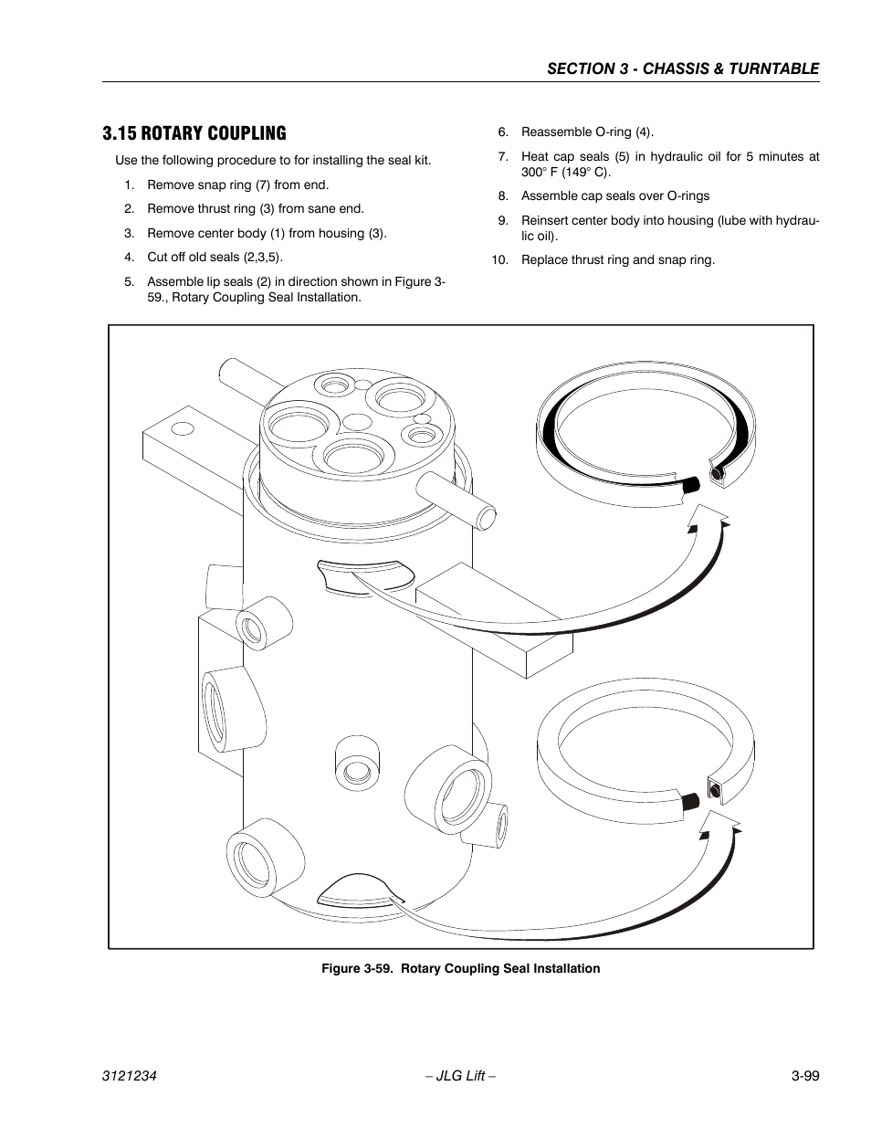 15 rotary coupling, Rotary coupling -99, Rotary coupling seal installation -99 | JLG 680S Service Manual User Manual | Page 147 / 332