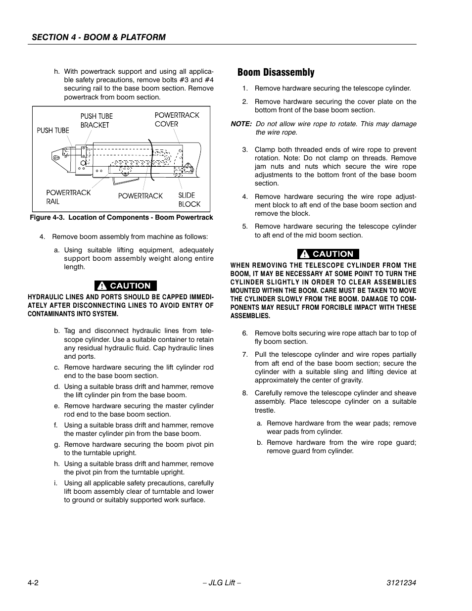 Boom disassembly, Boom disassembly -2, Location of components - boom powertrack -2 | JLG 680S Service Manual User Manual | Page 196 / 332