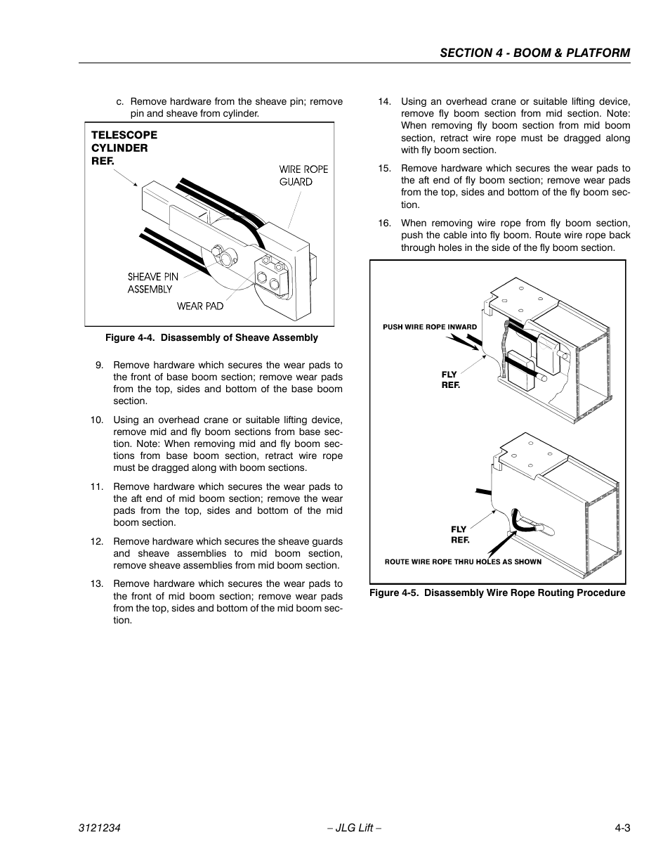 Disassembly of sheave assembly -3, Disassembly wire rope routing procedure -3 | JLG 680S Service Manual User Manual | Page 197 / 332