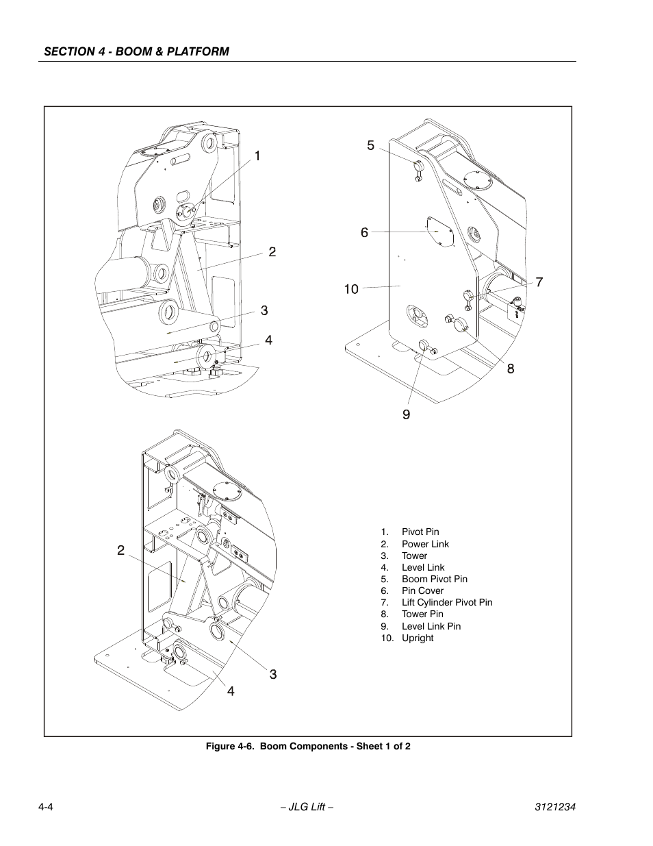 Boom components - sheet 1 of 2 -4 | JLG 680S Service Manual User Manual | Page 198 / 332