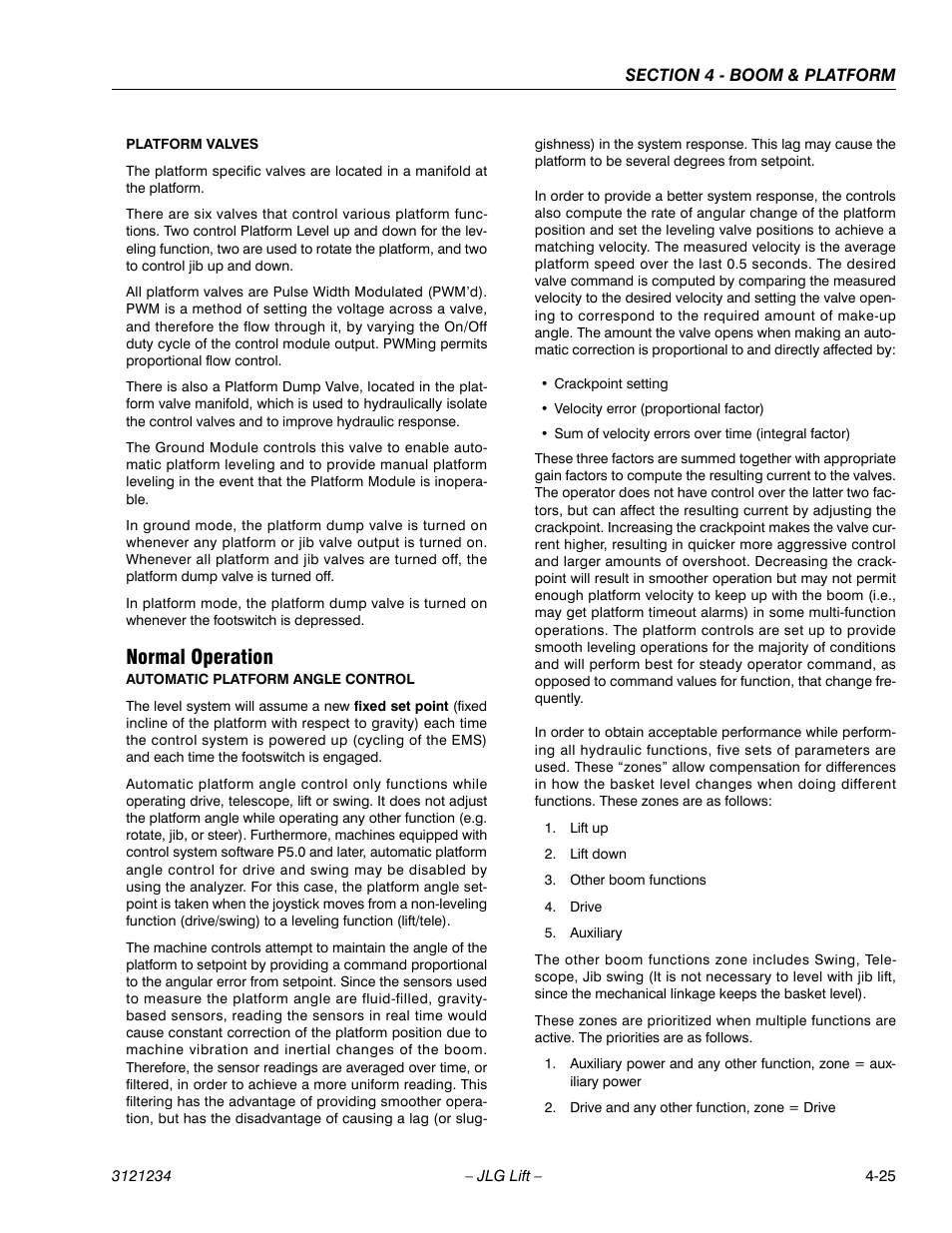 Normal operation, Normal operation -25 | JLG 680S Service Manual User Manual | Page 219 / 332