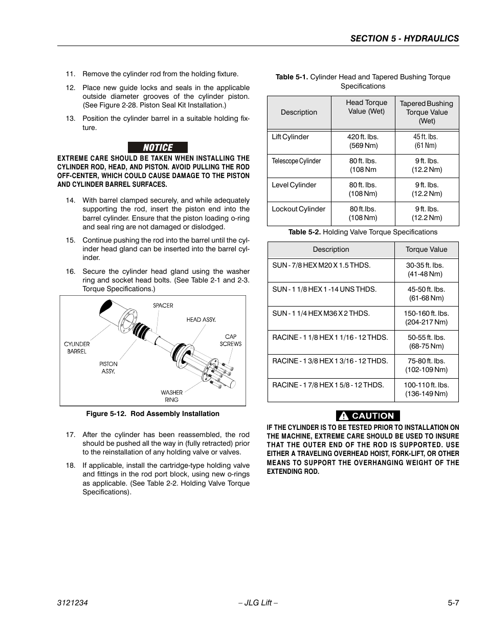Rod assembly installation -7, Holding valve torque specifications -7 | JLG 680S Service Manual User Manual | Page 247 / 332