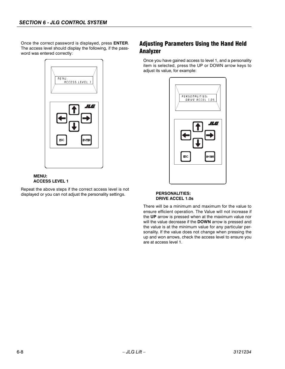 Adjusting parameters using the hand held analyzer | JLG 680S Service Manual User Manual | Page 266 / 332