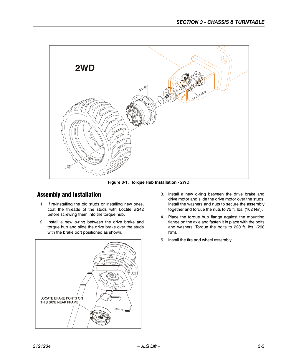 Assembly and installation, Assembly and installation -3, Torque hub installation - 2wd -3 | JLG 680S Service Manual User Manual | Page 51 / 332