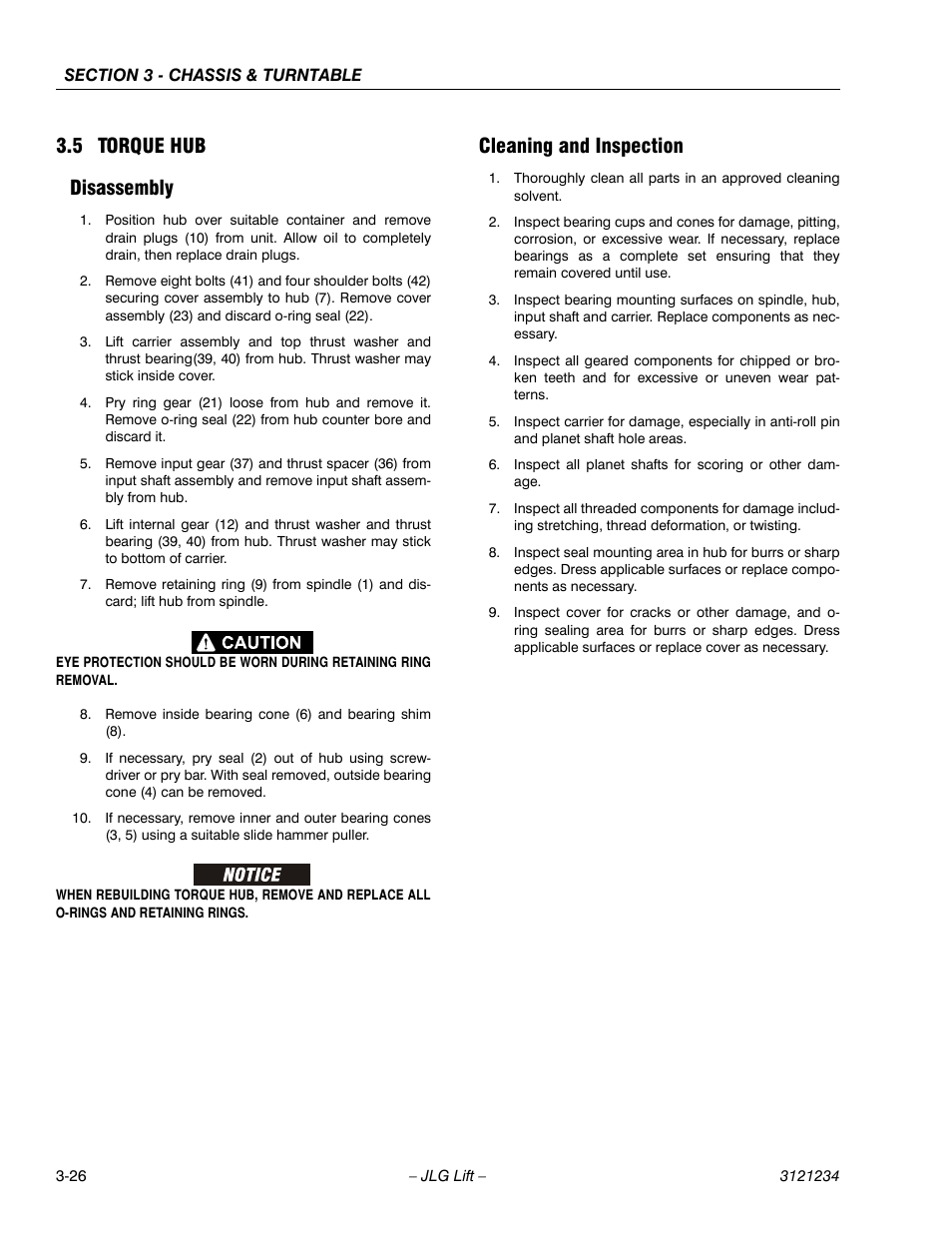 5 torque hub, Disassembly, Cleaning and inspection | Torque hub -26, Disassembly -26 cleaning and inspection -26, 5 torque hub disassembly | JLG 680S Service Manual User Manual | Page 74 / 332
