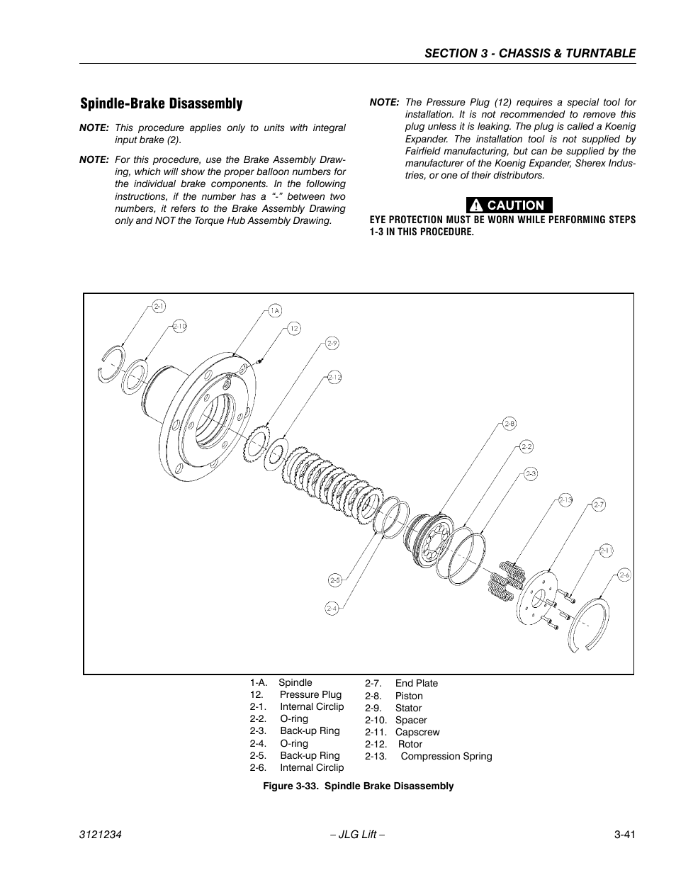 Spindle-brake disassembly, Spindle-brake disassembly -41, Spindle brake disassembly -41 | JLG 680S Service Manual User Manual | Page 89 / 332