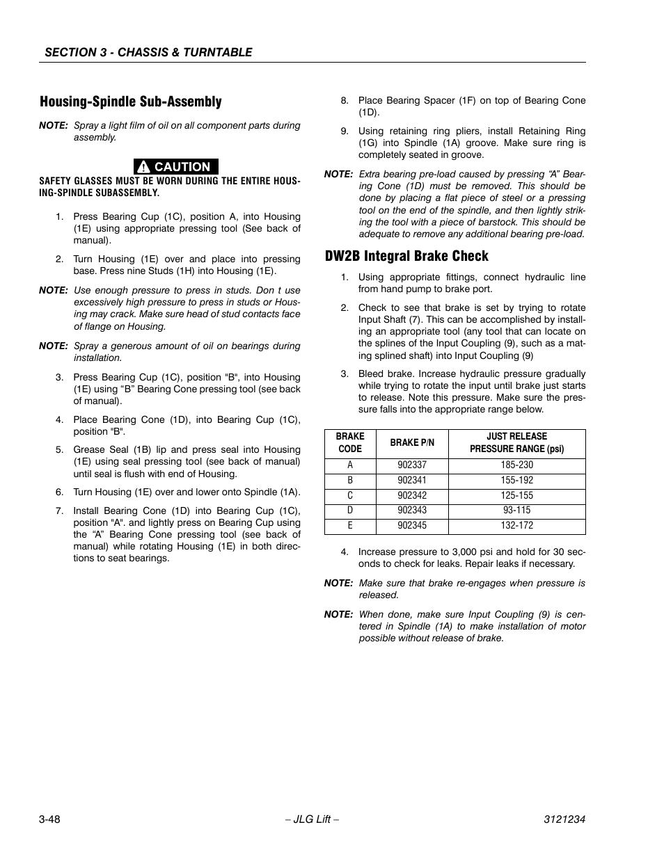 Housing-spindle sub-assembly, Dw2b integral brake check | JLG 680S Service Manual User Manual | Page 96 / 332
