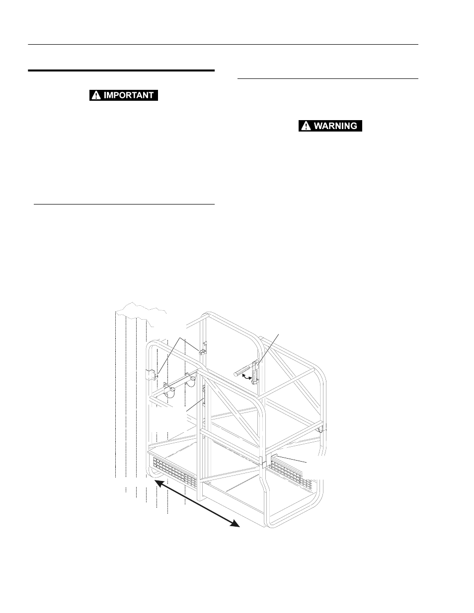 2 extendible platform operation, Mounting to mast, Entering/exiting platform | JLG 20VP (3120848) Operator Manual User Manual | Page 38 / 48
