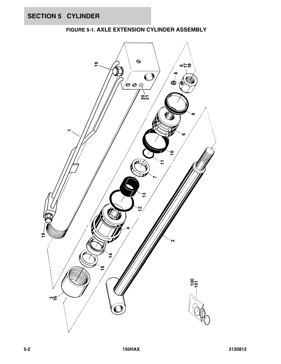 Figure 5-1. axle extension cylinder assembly, Axle extension cylinder assembly -2 | JLG 150HAX Parts Manual User Manual | Page 156 / 232