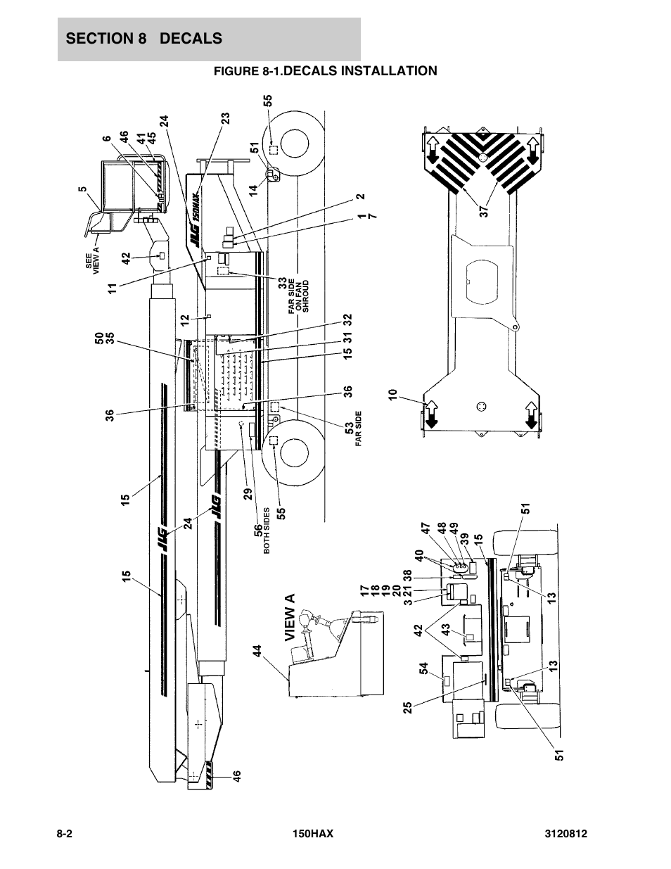 Figure 8-1. decals installation, Decals installation -2 | JLG 150HAX Parts Manual User Manual | Page 212 / 232