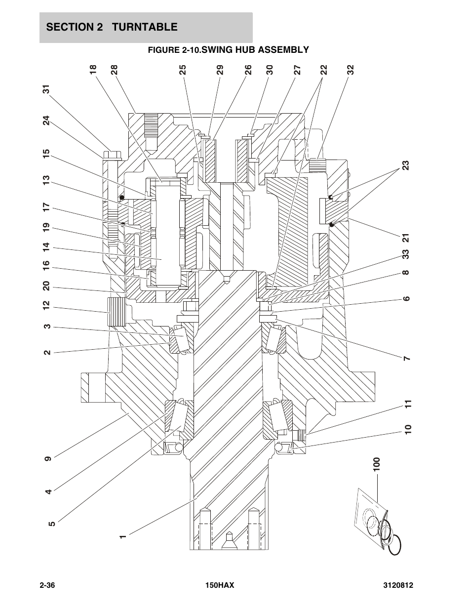 Figure 2-10. swing hub assembly, Swing hub assembly -36 | JLG 150HAX Parts Manual User Manual | Page 74 / 232