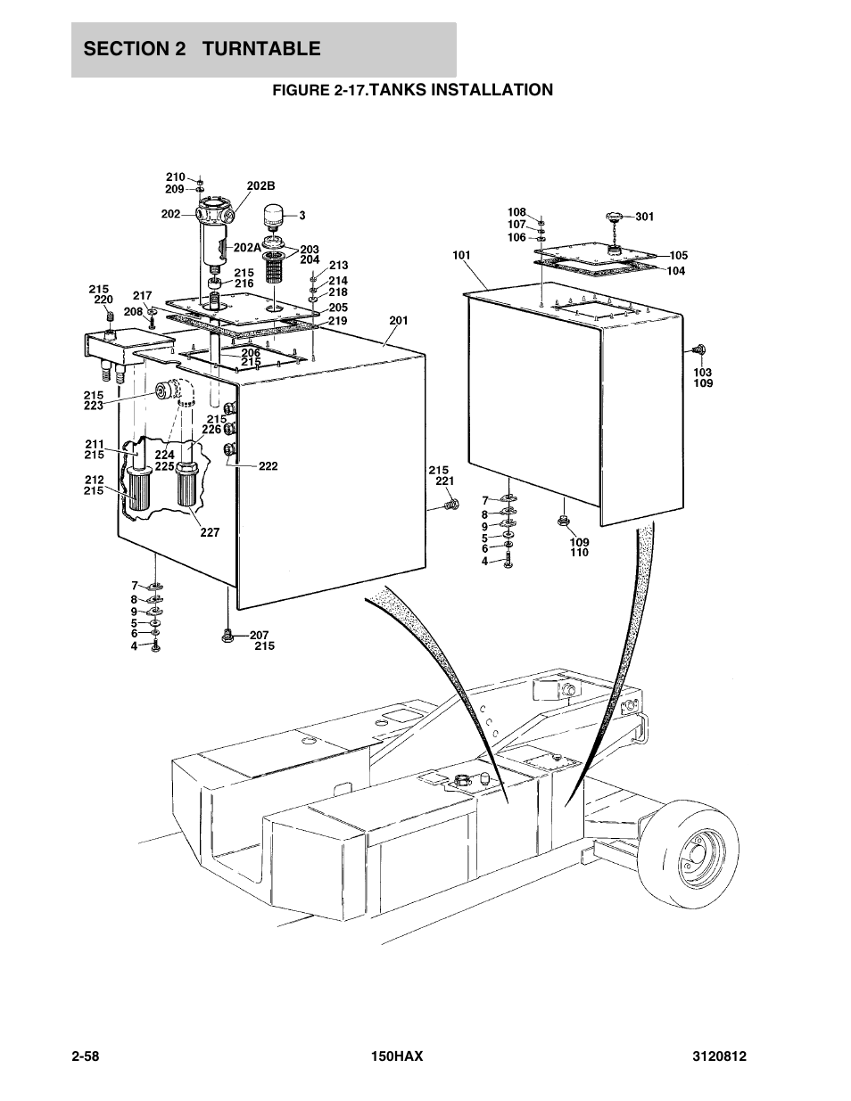 Figure 2-17. tanks installation, Tanks installation -58 | JLG 150HAX Parts Manual User Manual | Page 96 / 232