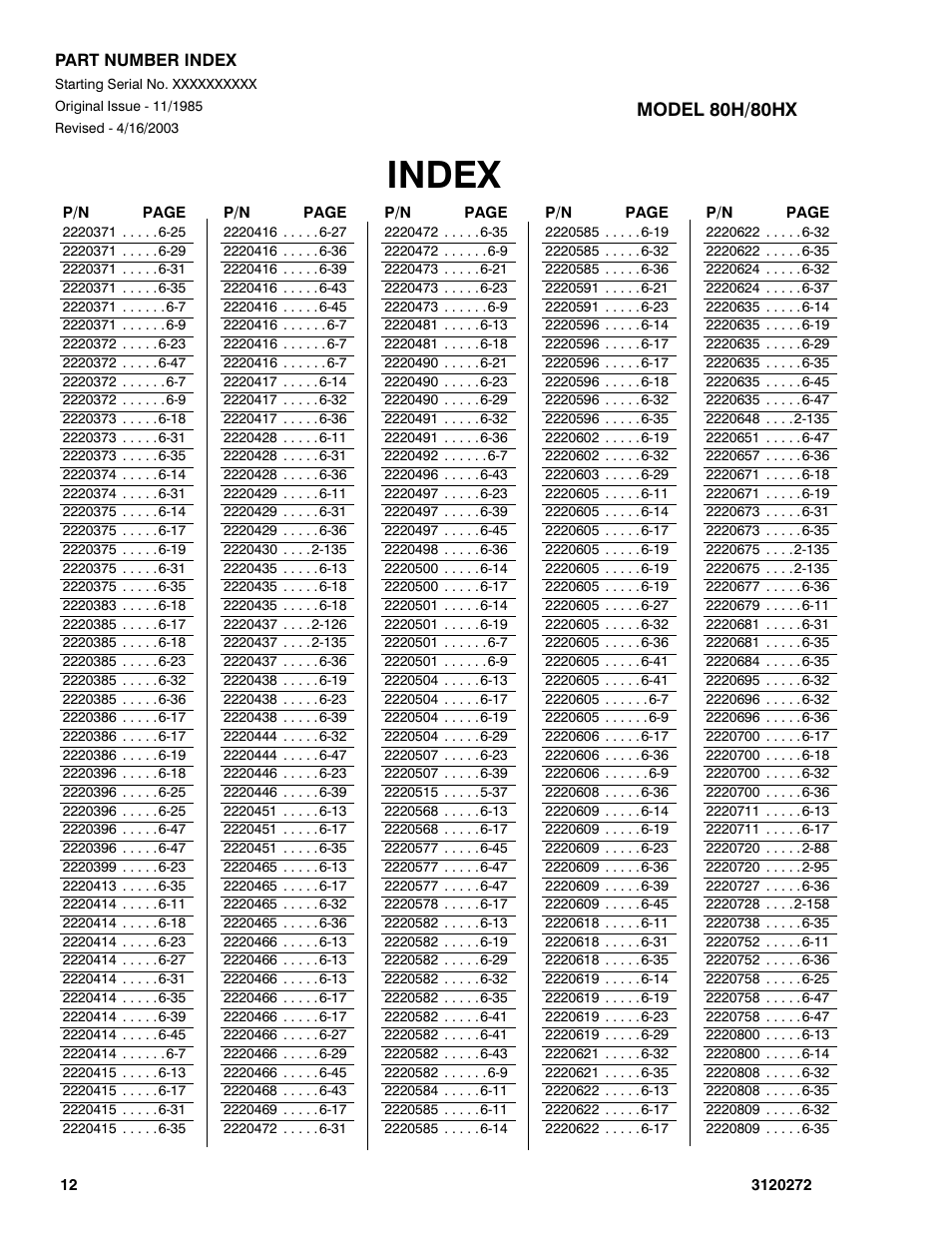 Index | JLG 80H Parts Manual User Manual | Page 516 / 538